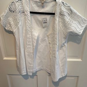 J. Crew women’s white shirt sleeve button down